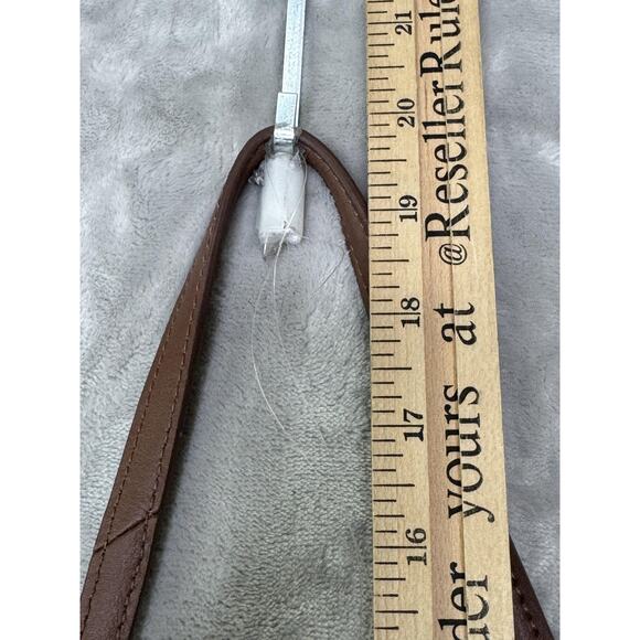 Talbots Leather Bucket Bag Womens Brown Red Equestrian Print Drawstring Shoulder - Picture 14 of 15